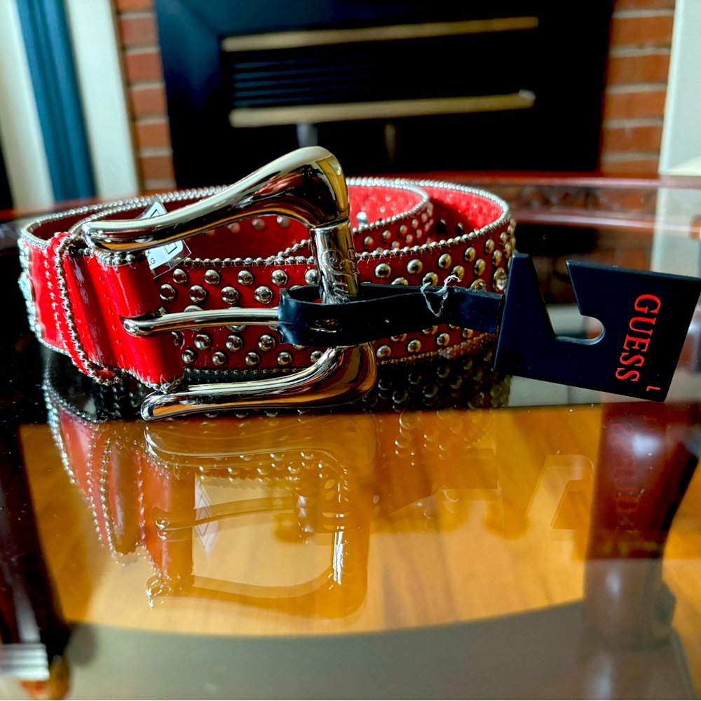 Brand new guess red studded belt !